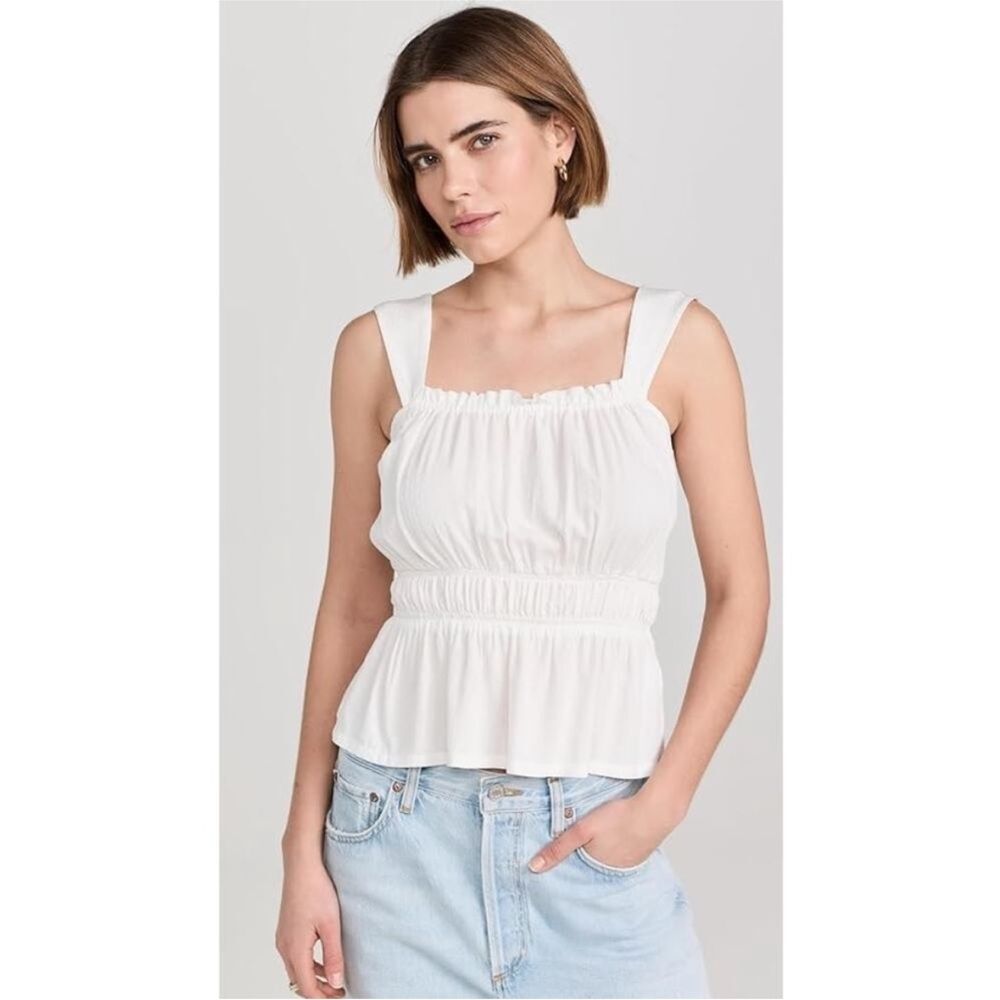 PAIGE Laureth Smocked Square Neck Tank Top Blouse Size Small